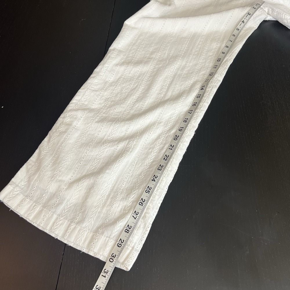 Sundance Gigi Wide Leg Pants Size L White Eyelet Drawstring Lined Cotton *READ* - Picture 13 of 14